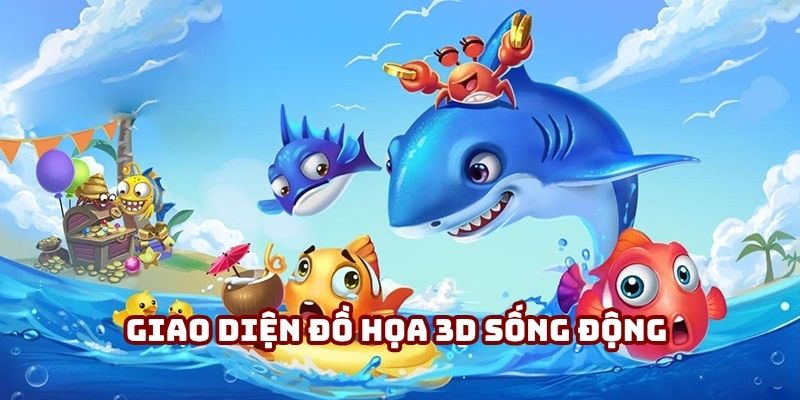 Giao diện đồ họa 3D sống động trong Bắn cá Long Vương